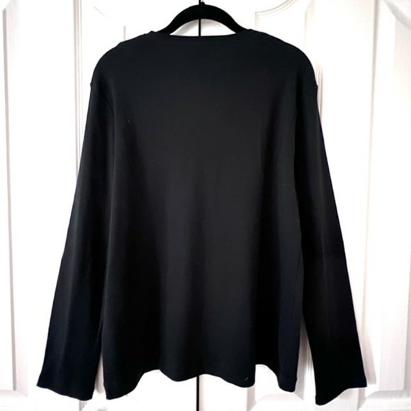 Taylor Marco V-Neck Long Sleeve Black Top (XL) NEW - Picture 2 of 5